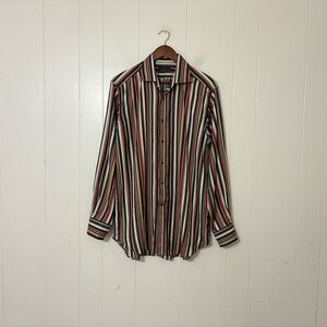 Etro Milano Striped Button Down Shirt Mens 42 Italian Designer Multicolor Luxury